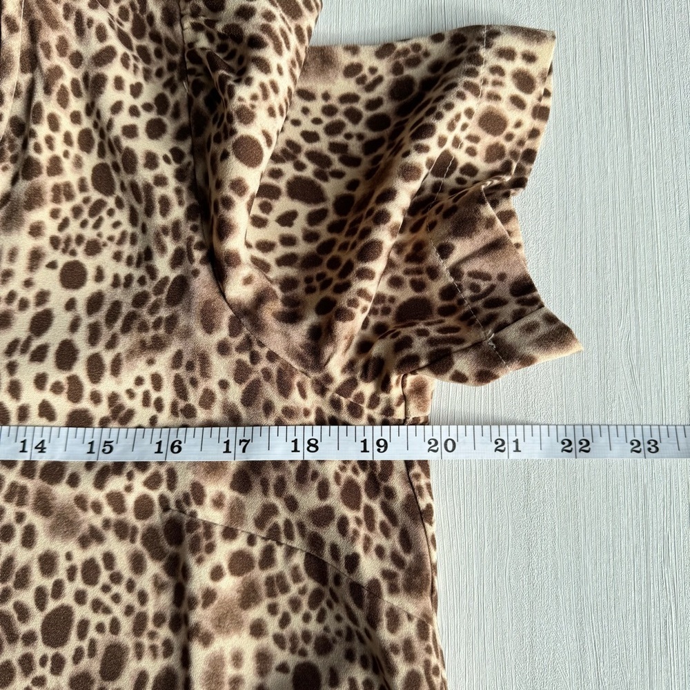A NEW DAY V Neck Mini Dress XS Leopard Short‎ Sleeve Ruffle Hem Slip On Casual - Picture 5 of 11